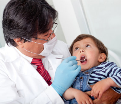 Little boy visiting the dentist
