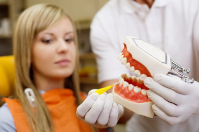 Patient is having dental treatment at dentist