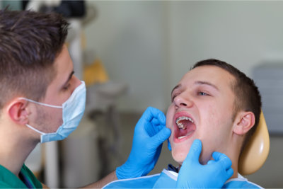 Patient with a dental braces at the clinic