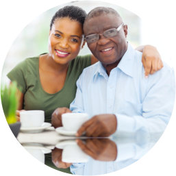 Old man and woman smiling